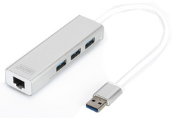 USB 3.0 Hub & Gigabit LAN Adapter, 3-Port