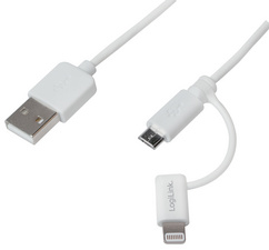 Symbolbild: Daten- & Ladekabel, USB - Micro USB Stecker, mit Lightning Adapter