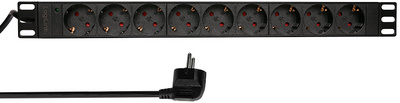 19" Steckdosenleiste, ohne Schalter, schwarz