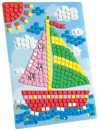 Moosgummi-Mosaik "Schiff", in Anwendung