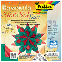 Faltblätter Bascetta-Stern Duo, hochrot / grün