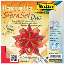Faltblätter Bascetta-Stern Duo, hochrot / gold