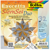 Faltblätter Bascetta-Stern Duo, silber / gold