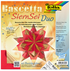 Faltblätter Bascetta-Stern Duo, hochrot / gold