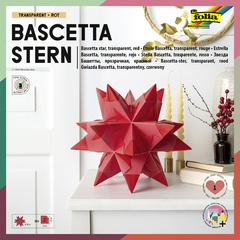 Feuille de papier pliable étoile Bascetta transparente, rouge