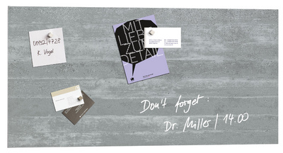 Tableau magnétique en verre "artverum" design, béton apparent