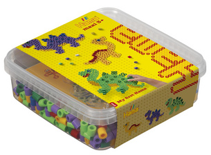 Perles à repasser maxi + plaque "dinosaure", en boîte
