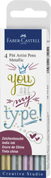 Tuschestift PITT artist pen, 4er Etui Metallic