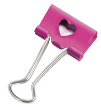  Foldback-Klammer, pink, Herz-Motiv