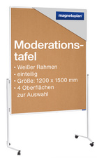 Moderationstafel mit weißem Rahmen, einteilig - Kork