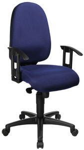 Bürodrehstuhl "Syncro Pro 5", blau mit optionaler Armlehne Typ M