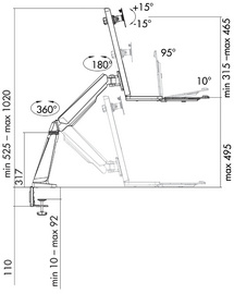 Poste de travail assis-debout - dimensions