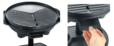 Vue détaillée: grille en fonte - bac récupérateur de graisse