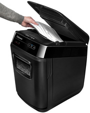 Visuel de référence: Destructeur de documents AutoMax 200M, avec entrée de papier ouverte
