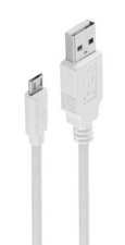 Anschlusskabel, USB-A - Micro USB-B - weiß