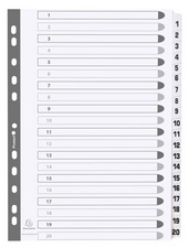 Intercalaires numériques en carton, 1-20