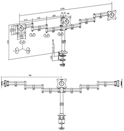 Bras support pour écran TFT / LCD - dimensions