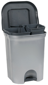 Poubelle à pédale "torge", 2 x 11 litres, ouvert