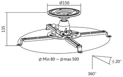 Support de plafond pour vidéoprojecteur - cotes