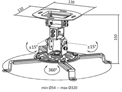 Support de plafond pour vidéoprojecteur - cotes