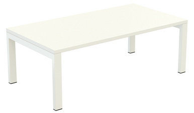 Table basse easyDesk rectangulaire, blanc / blanc