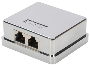 Aufputzdose Kat.6A, 2x RJ45, geschlossen