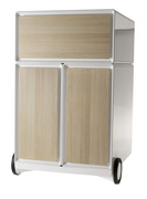 Rollcontainer, weiß / buche
