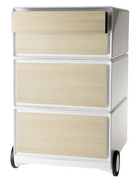 Rollcontainer, weiß / buche