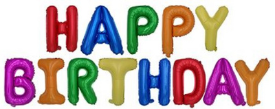 Folienballon-Set "Happy Birthday", farbig sortiert