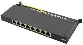 Mini Patch Panel Kat.6A, 0,5 HE, schwarz
