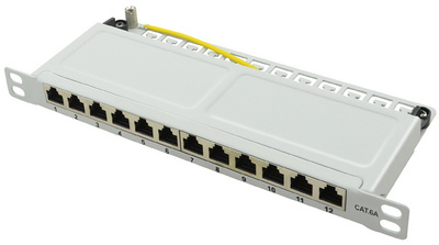 10" Patch Panel Kat.6A, 0,5 HE, lichtgrau