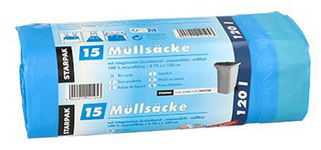 Müllsäcke mit Zugband, LDPE, 120 Liter, blau