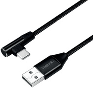 Symbolbild: USB 2.0 Anschlusskabel, USB-A Stecker - USB-C Stecker (90° abgewinkelt), schwarz