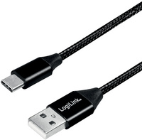 Symbolbild: USB 2.0 Anschlusskabel, USB-A Stecker - USB-C Stecker, schwarz
