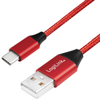 Symbolbild: USB 2.0 Anschlusskabel, USB-A Stecker - USB-C Stecker, rot