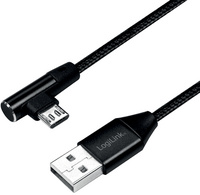 Symbolbild: USB 2.0 Anschlusskabel, USB-A Stecker - Micro-USB Stecker (90° abgewinkelt), schwarz