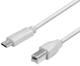 Symbolbild: USB 2.0 Anschlusskabel, USB-C Stecker - USB-B Stecker