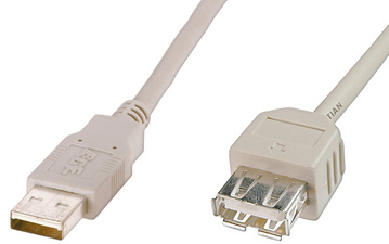 Rallonge USB 2.0, fiches mâle et femelle USB-A, beige