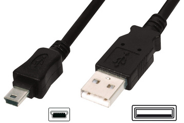 USB 2.0 Anschlusskabel, USB-A Stecker - Mini USB-B Stecker