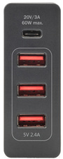 Universal USB Ladeadapter, 4-Port, Frontansicht