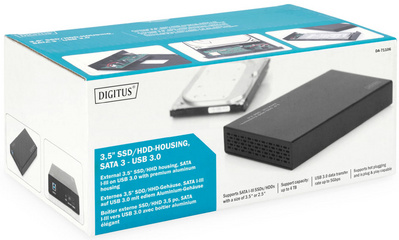Boîtier pour disque dur 3,5" SATA III, USB 3.0, emballage