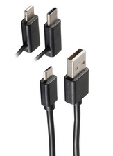 Câble de transfert de données & de charge 3en1, noir