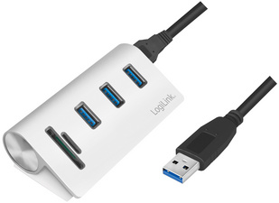 Hub USB 3.0 avec lecteur de carte, 3 ports