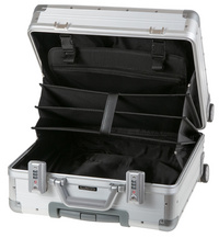 Business Trolley GEMINI, silber - geöffnet
