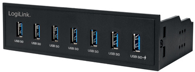 5,25" USB 3.0 Hub mit Schnellladeport, 7 Port