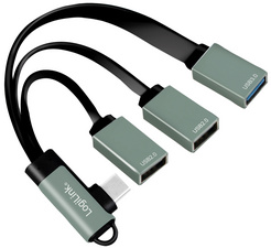 USB-C Hub mit gewinkeltem Stecker
