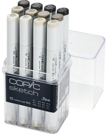 Marker sketch, 12er Set "Grautöne Warm Grey"