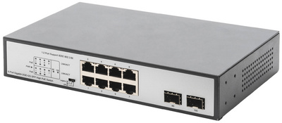 Switch Gigabit PoE 19", 8 ports, Unmanaged, 2 Uplinks