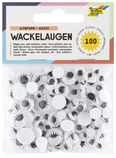 Wackelaugen mit Wimpern, weiß