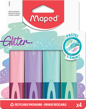 Textmarker Glitter Pastel, 4er Kartonetui